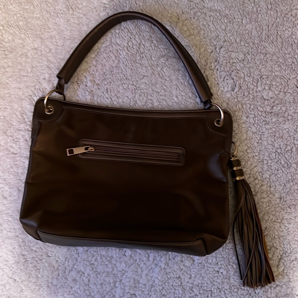 Sondra Roberts Squared Satchel with Tassel Trim